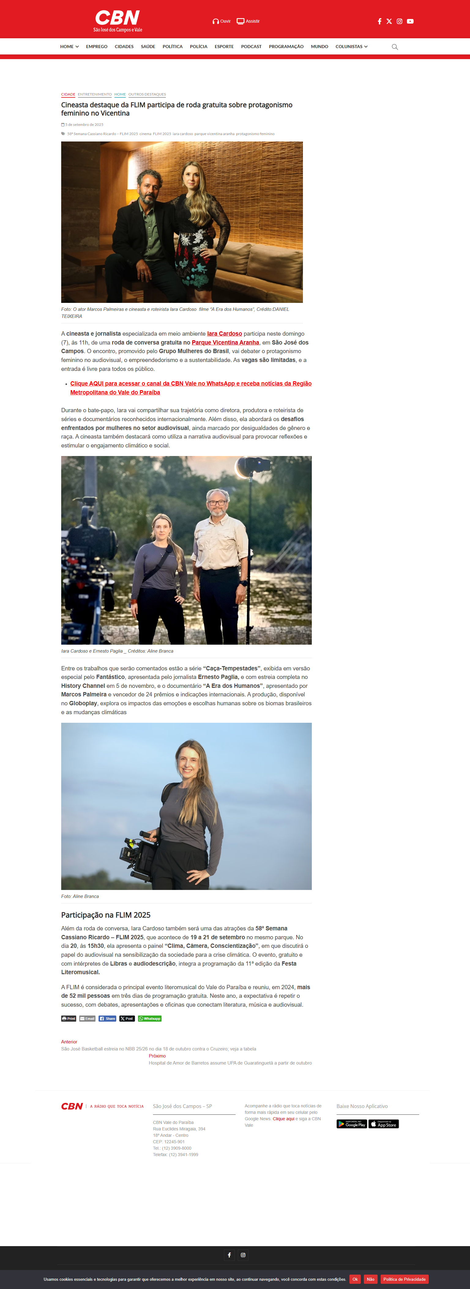 CBN Vale - Iara Cardoso destaque FLIM